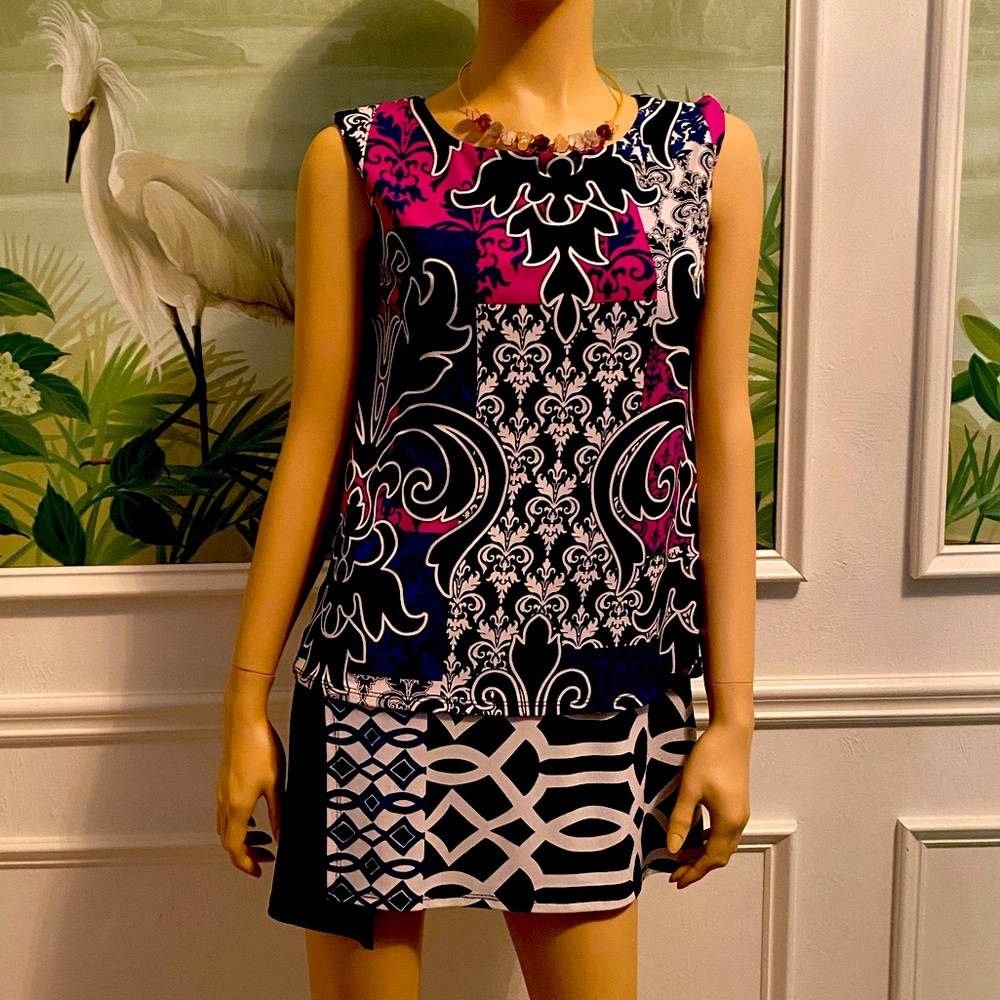 Joseph Ribkoff matt jersey dress with gorgeous print. A fabulous dress!